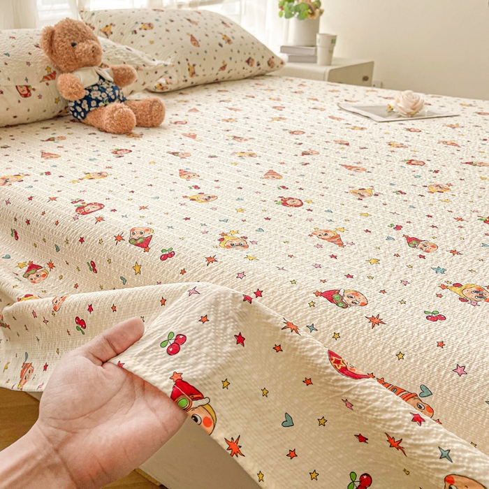 91家纺网 家纺一手货源 找家纺 几禾 2026新款高克重泡芙纱~印花款（单床单）-110g CD-软糖 旧街星星