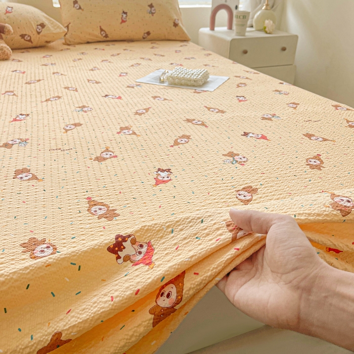 几禾 2026新款高克重泡芙纱~印花款（单床单）-110g CD-软糖 星星糖豆