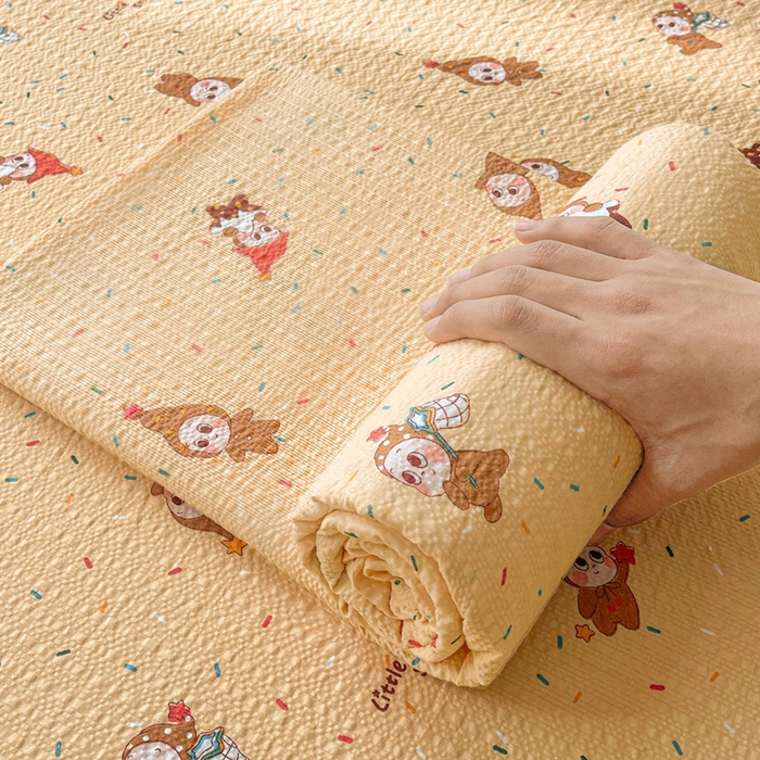 91家纺网 家纺一手货源 找家纺 几禾 2026新款高克重泡芙纱~印花款（单床单）-110g CD-软糖 星星糖豆