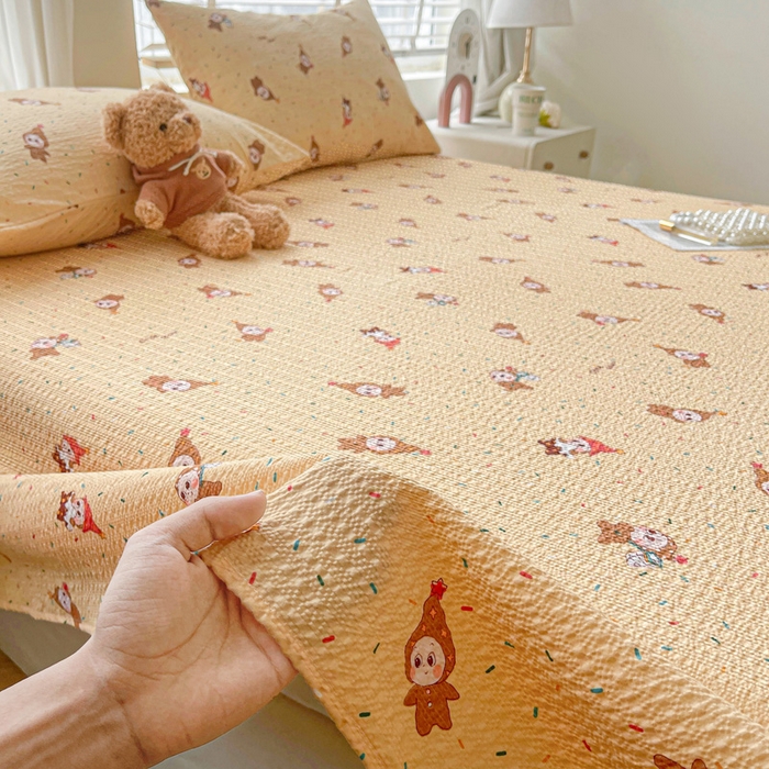 91家纺网 家纺一手货源 找家纺 几禾 2026新款高克重泡芙纱~印花款（单床单）-110g CD-软糖 星星糖豆