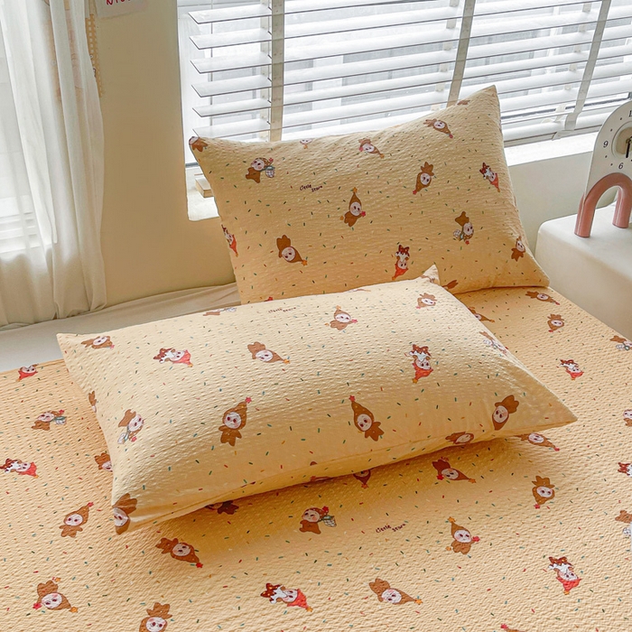 91家纺网 家纺一手货源 找家纺 几禾 2026新款高克重泡芙纱~印花款（单床单）-110g CD-软糖 星星糖豆