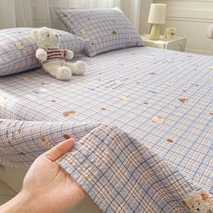 91家纺网 家纺一手货源 找家纺 几禾 2026新款高克重泡芙纱~印花款（单床单）-110g CD-四季狗