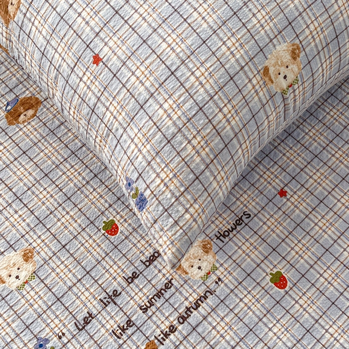 91家纺网 家纺一手货源 找家纺 几禾 2026新款高克重泡芙纱~印花款（单床单）-110g CD-四季狗