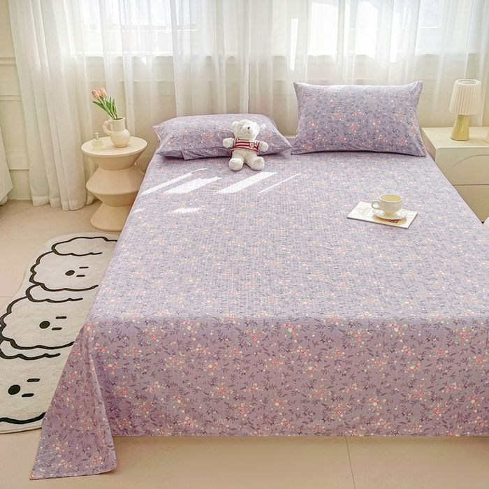 91家纺网 家纺一手货源 找家纺 几禾 2026新款高克重泡芙纱~印花款（单床单）-110g CD-松间茶事