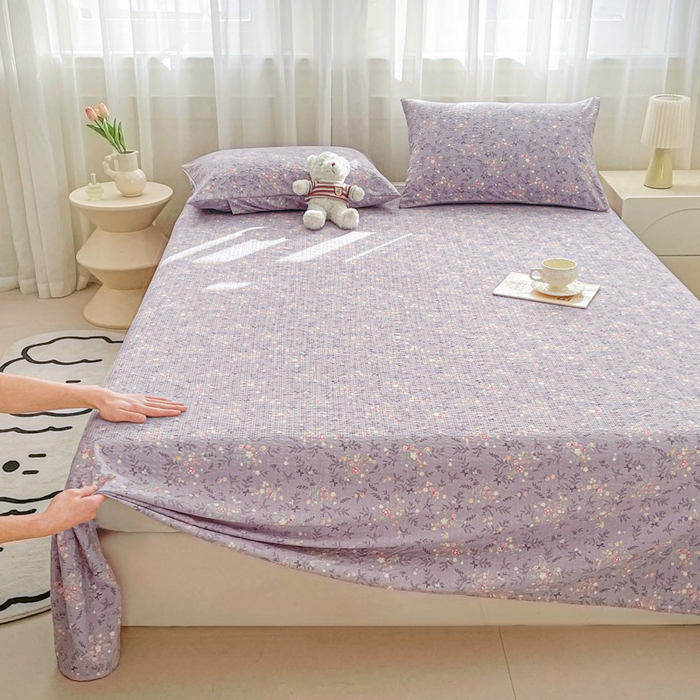 91家纺网 家纺一手货源 找家纺 几禾 2026新款高克重泡芙纱~印花款（单床单）-110g CD-松间茶事