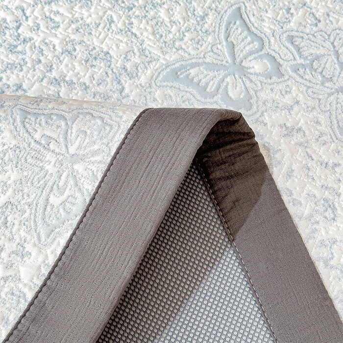 91家纺网 家纺一手货源 找家纺 几禾 2026新款凉感抗菌提花豆豆凉席蝶舞花语 床席-蝶舞花语-淡蓝