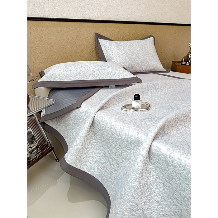 91家纺网 家纺一手货源 找家纺 几禾 2026新款凉感抗菌提花豆豆凉席蝶舞花语 床席-蝶舞花语-淡蓝