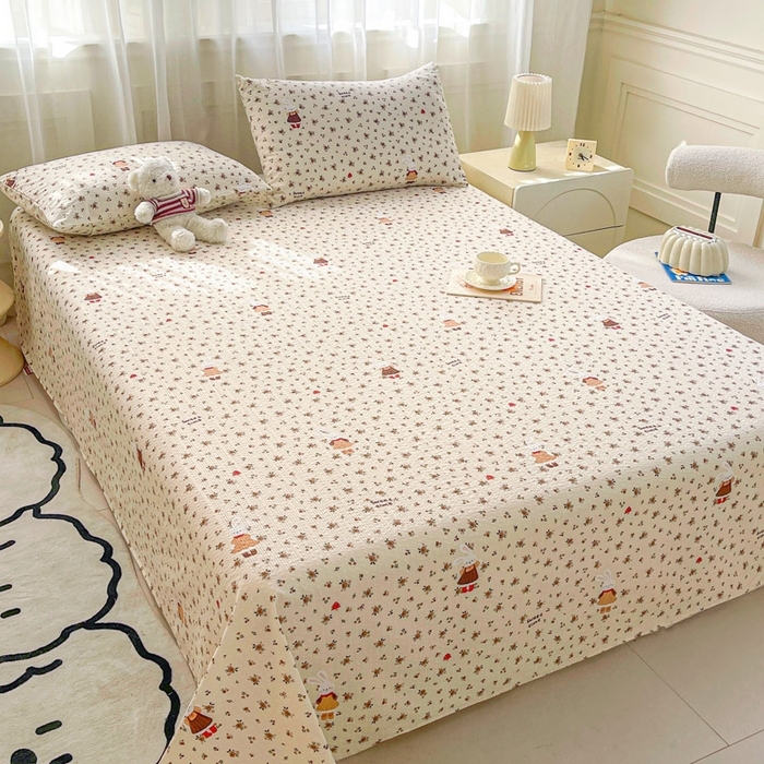 91家纺网 家纺一手货源 找家纺 几禾 2026新款高克重泡芙纱~印花款（单床单）-110g CD-田园兔