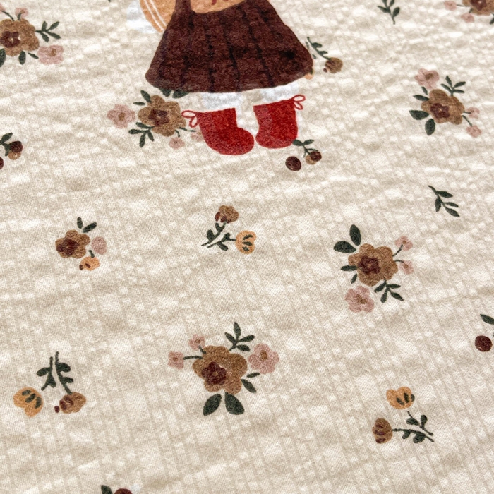 91家纺网 家纺一手货源 找家纺 几禾 2026新款高克重泡芙纱~印花款（单床单）-110g CD-田园兔