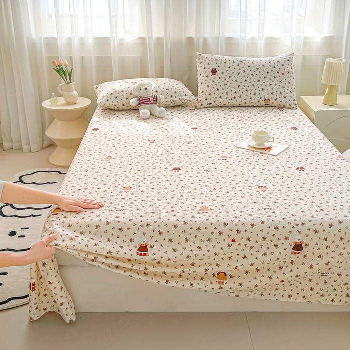 91家纺网 家纺一手货源 找家纺 几禾 2026新款高克重泡芙纱~印花款（单床单）-110g CD-田园兔