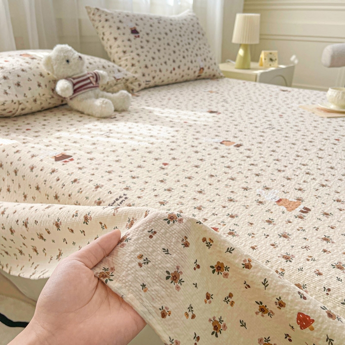 91家纺网 家纺一手货源 找家纺 几禾 2026新款高克重泡芙纱~印花款（单床单）-110g CD-田园兔