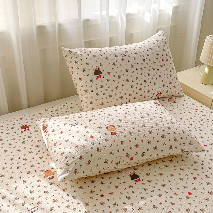 91家纺网 家纺一手货源 找家纺 几禾 2026新款高克重泡芙纱~印花款（单床单）-110g CD-田园兔