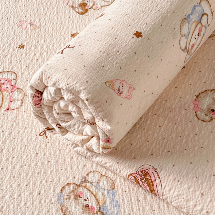91家纺网 家纺一手货源 找家纺 几禾 2026新款高克重泡芙纱~印花款（单床单）-110g CD-甜品萌狗