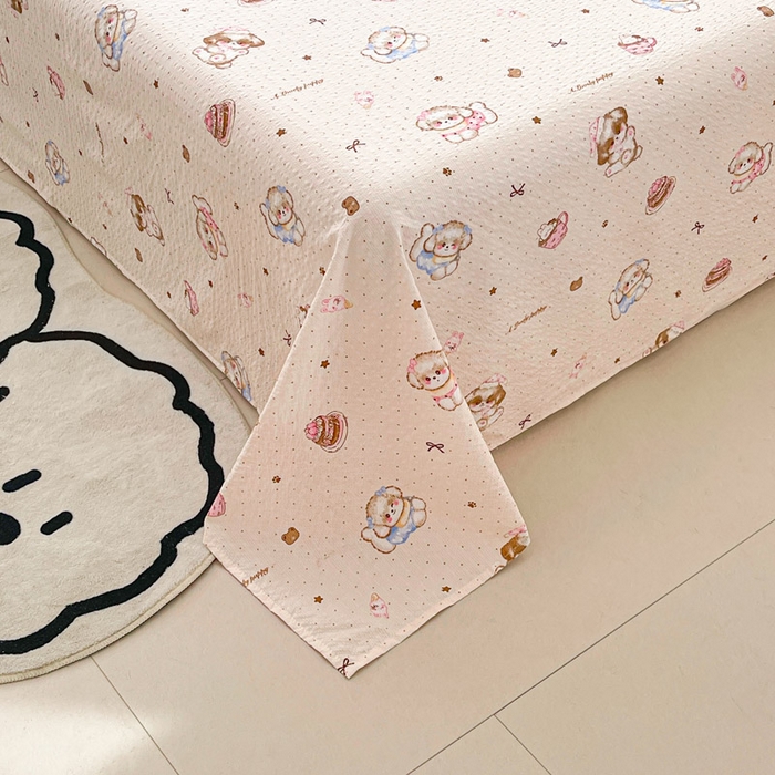 91家纺网 家纺一手货源 找家纺 几禾 2026新款高克重泡芙纱~印花款（单床单）-110g CD-甜品萌狗