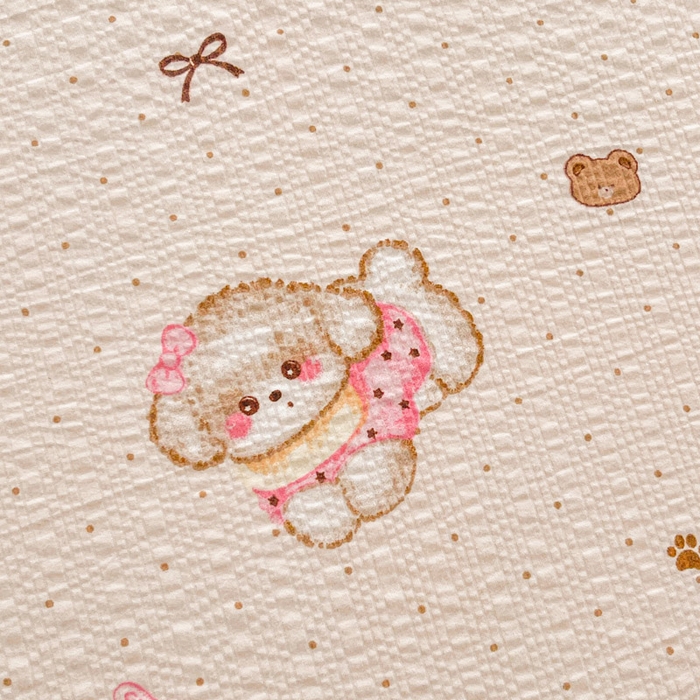 91家纺网 家纺一手货源 找家纺 几禾 2026新款高克重泡芙纱~印花款（单床单）-110g CD-甜品萌狗