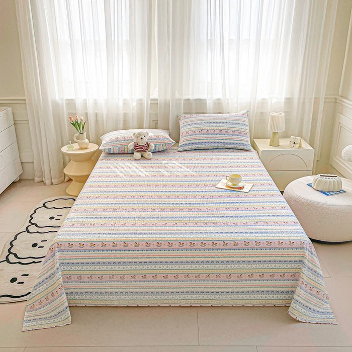 91家纺网 家纺一手货源 找家纺 几禾 2026新款高克重泡芙纱~印花款（单床单）-110g CD-甜心木马卷