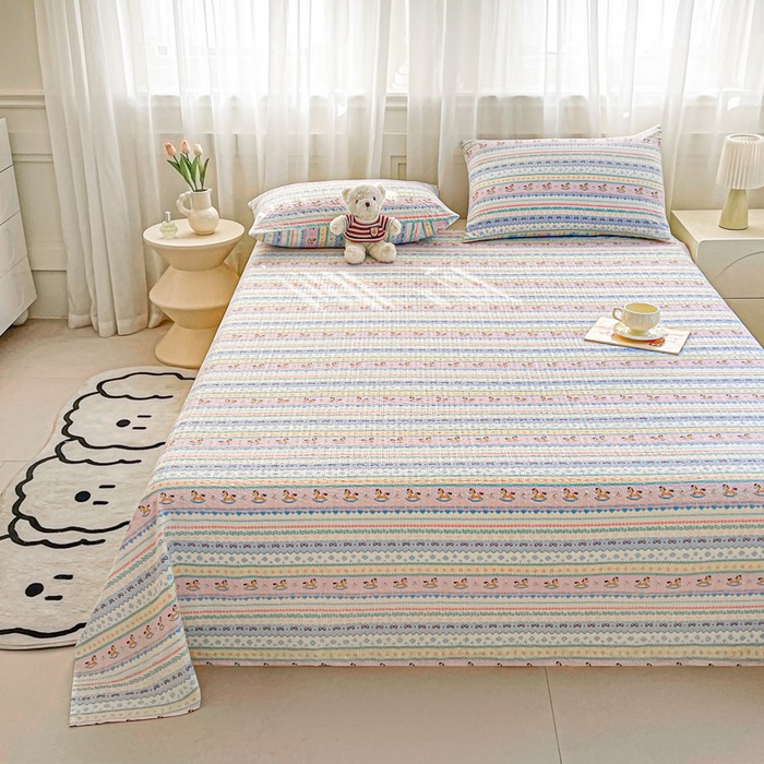 91家纺网 家纺一手货源 找家纺 几禾 2026新款高克重泡芙纱~印花款（单床单）-110g CD-甜心木马卷