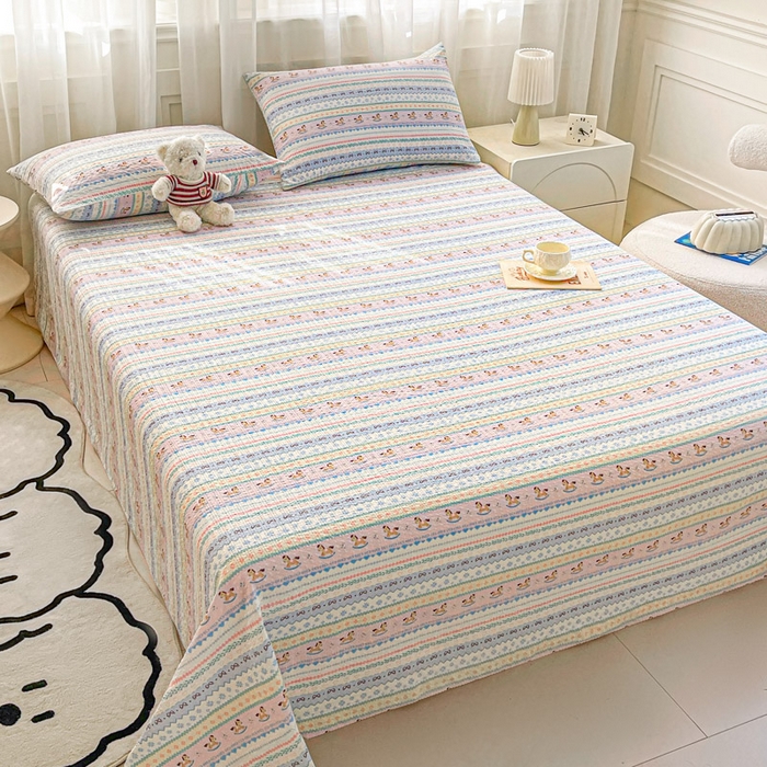 91家纺网 家纺一手货源 找家纺 几禾 2026新款高克重泡芙纱~印花款（单床单）-110g CD-甜心木马卷