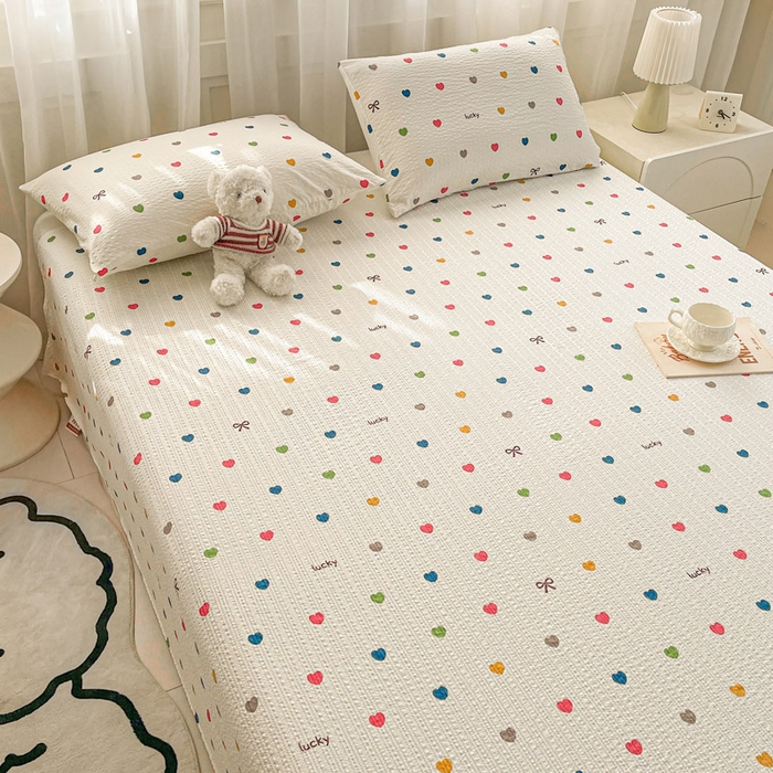 91家纺网 家纺一手货源 找家纺 几禾 2026新款高克重泡芙纱~印花款（单床单）-110g CD-微笑彩心