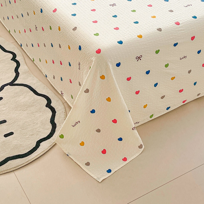 91家纺网 家纺一手货源 找家纺 几禾 2026新款高克重泡芙纱~印花款（单床单）-110g CD-微笑彩心