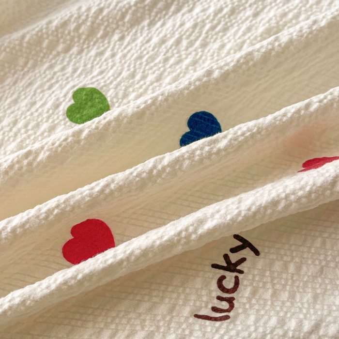 91家纺网 家纺一手货源 找家纺 几禾 2026新款高克重泡芙纱~印花款（单床单）-110g CD-微笑彩心