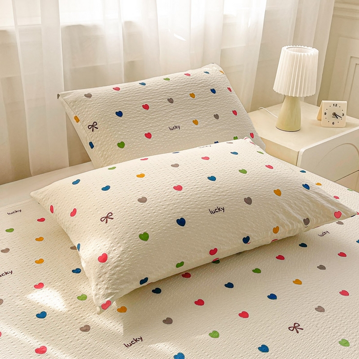 91家纺网 家纺一手货源 找家纺 几禾 2026新款高克重泡芙纱~印花款（单床单）-110g CD-微笑彩心