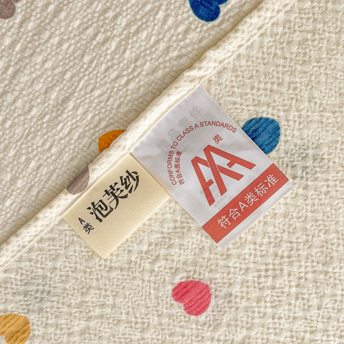 91家纺网 家纺一手货源 找家纺 几禾 2026新款高克重泡芙纱~印花款（单床单）-110g CD-微笑彩心