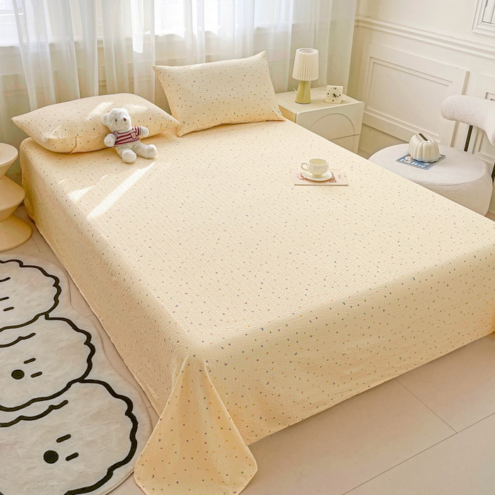 91家纺网 家纺一手货源 找家纺 几禾 2026新款高克重泡芙纱~印花款（单床单）-110g CD-星月糖粒