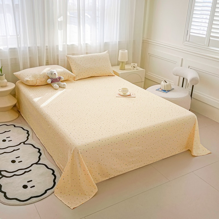 91家纺网 家纺一手货源 找家纺 几禾 2026新款高克重泡芙纱~印花款（单床单）-110g CD-星月糖粒