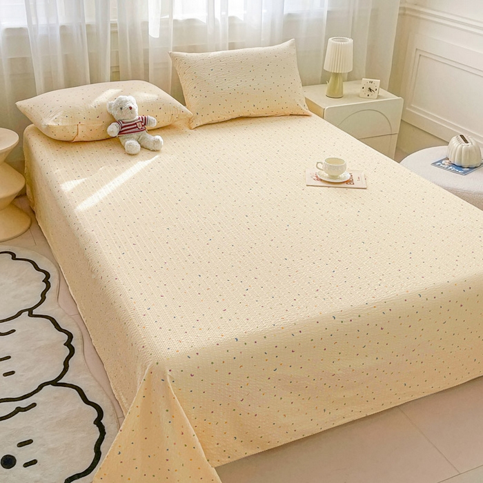 91家纺网 家纺一手货源 找家纺 几禾 2026新款高克重泡芙纱~印花款（单床单）-110g CD-星月糖粒