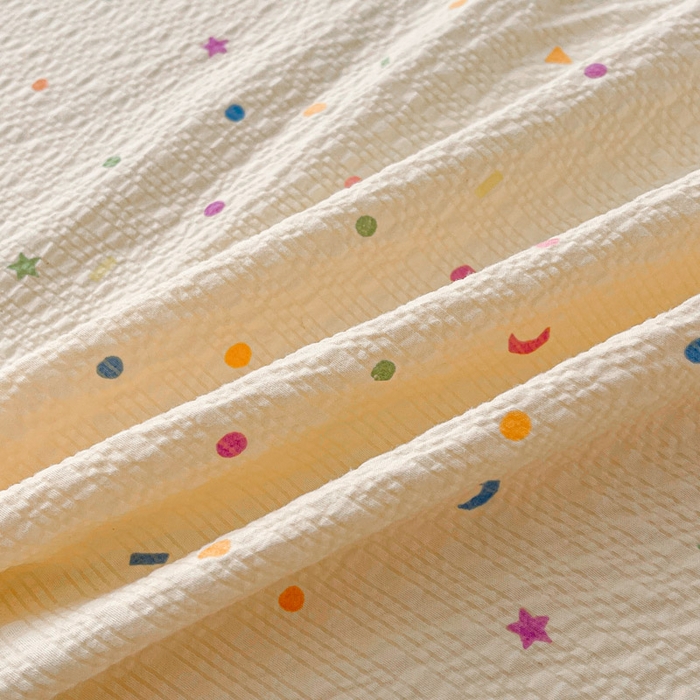 91家纺网 家纺一手货源 找家纺 几禾 2026新款高克重泡芙纱~印花款（单床单）-110g CD-星月糖粒