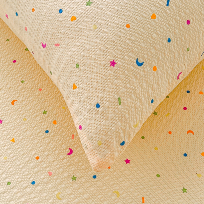 91家纺网 家纺一手货源 找家纺 几禾 2026新款高克重泡芙纱~印花款（单床单）-110g CD-星月糖粒