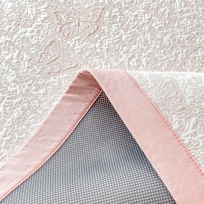 91家纺网 家纺一手货源 找家纺 几禾 2026新款凉感抗菌提花豆豆凉席蝶舞花语 床席-蝶舞花语-蝴蝶粉