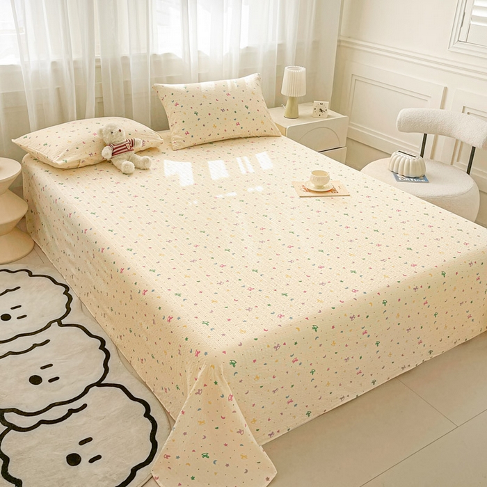 91家纺网 家纺一手货源 找家纺 几禾 2026新款高克重泡芙纱~印花款（单床单）-110g CD-摇摇木马