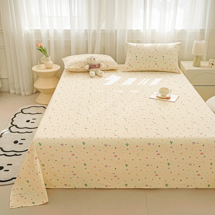 91家纺网 家纺一手货源 找家纺 几禾 2026新款高克重泡芙纱~印花款（单床单）-110g CD-摇摇木马