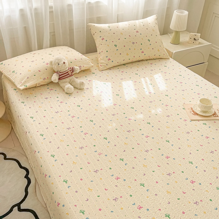 91家纺网 家纺一手货源 找家纺 几禾 2026新款高克重泡芙纱~印花款（单床单）-110g CD-摇摇木马