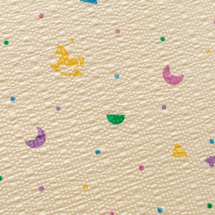 91家纺网 家纺一手货源 找家纺 几禾 2026新款高克重泡芙纱~印花款（单床单）-110g CD-摇摇木马