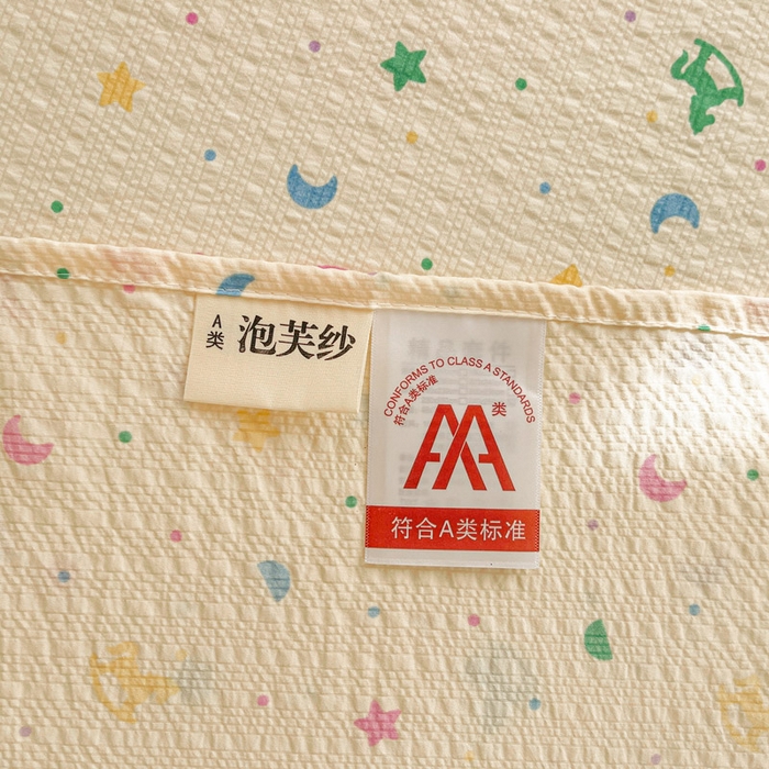 91家纺网 家纺一手货源 找家纺 几禾 2026新款高克重泡芙纱~印花款（单床单）-110g CD-摇摇木马