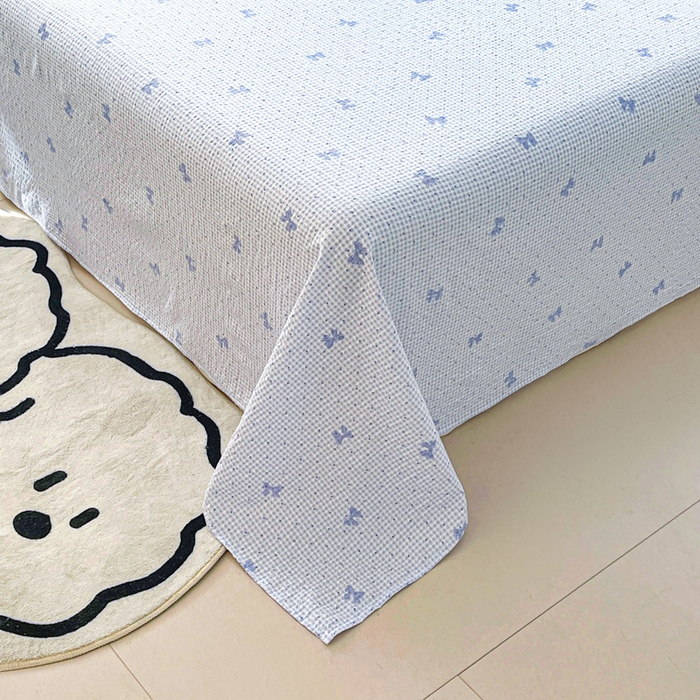 91家纺网 家纺一手货源 找家纺 几禾 2026新款高克重泡芙纱~印花款（单床单）-110g CD-予诗蓝