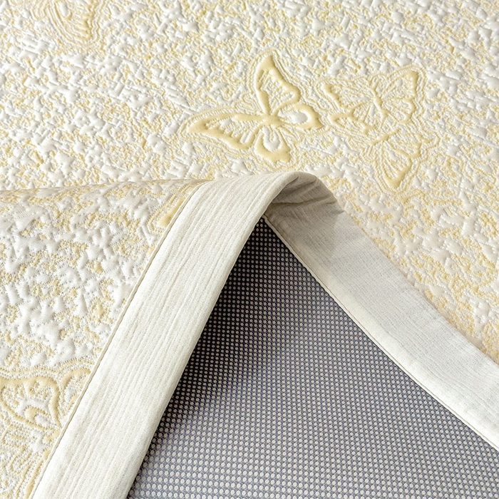 91家纺网 家纺一手货源 找家纺 几禾 2026新款凉感抗菌提花豆豆凉席蝶舞花语 床席-蝶舞花语-泡泡黄