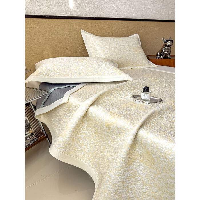 91家纺网 家纺一手货源 找家纺 几禾 2026新款凉感抗菌提花豆豆凉席蝶舞花语 床席-蝶舞花语-泡泡黄