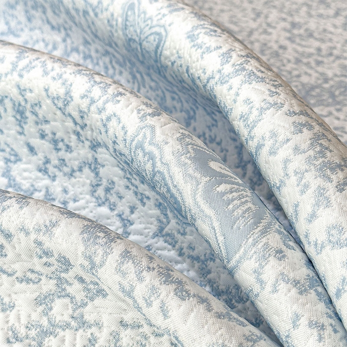 91家纺网 家纺一手货源 找家纺 几禾 2026新款凉感抗菌提花豆豆凉席蝶舞花语 床席-蝶舞花语-清新蓝