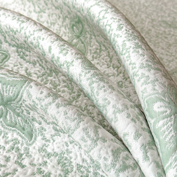 91家纺网 家纺一手货源 找家纺 几禾 2026新款凉感抗菌提花豆豆凉席蝶舞花语 床席-蝶舞花语-森林绿