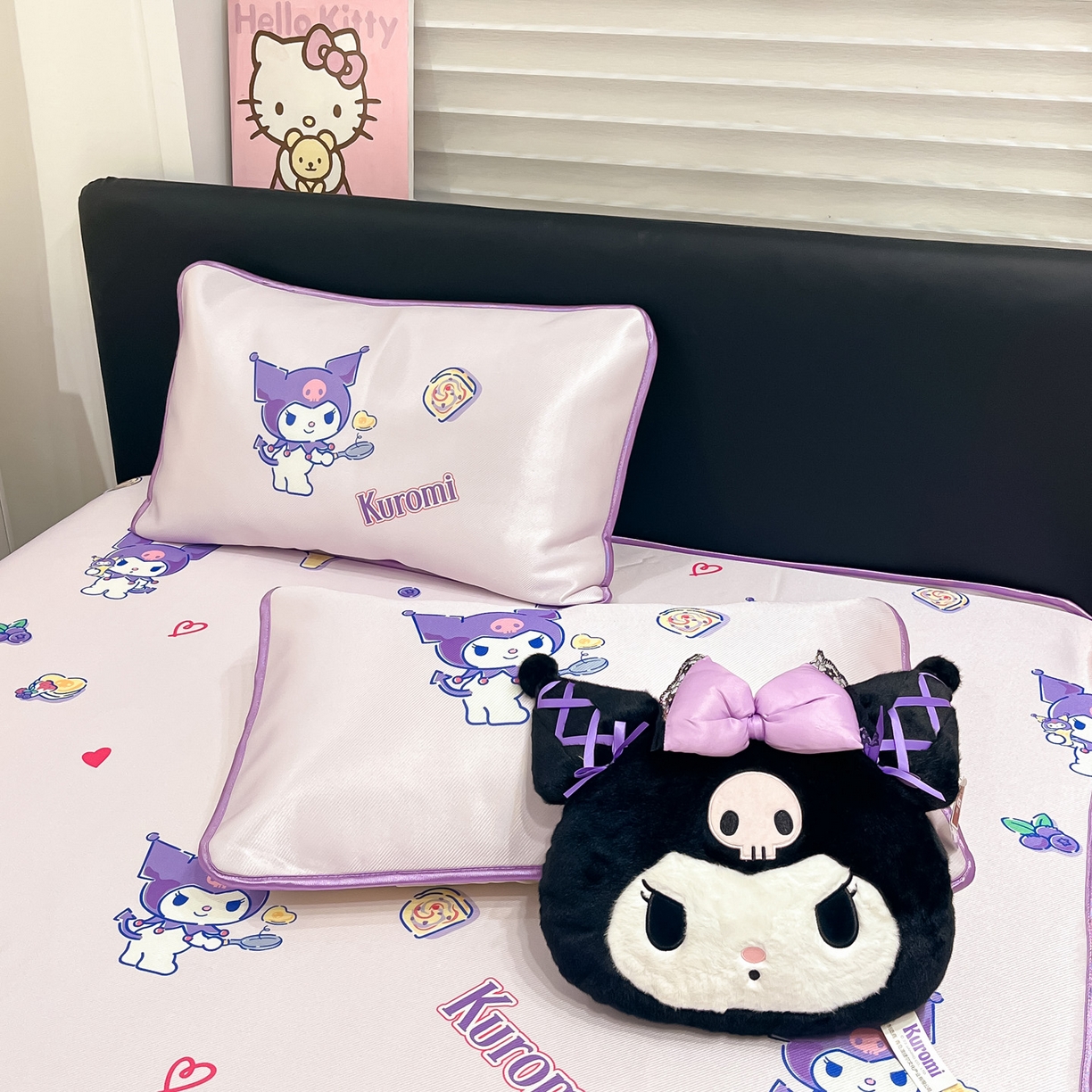 91家纺网 家纺一手货源 找家纺 暮思家居 2026新款三丽鸥正版授权数码印花A类可机洗1200D冰丝凉席三件套平铺款系列 平铺款-甜甜库洛米