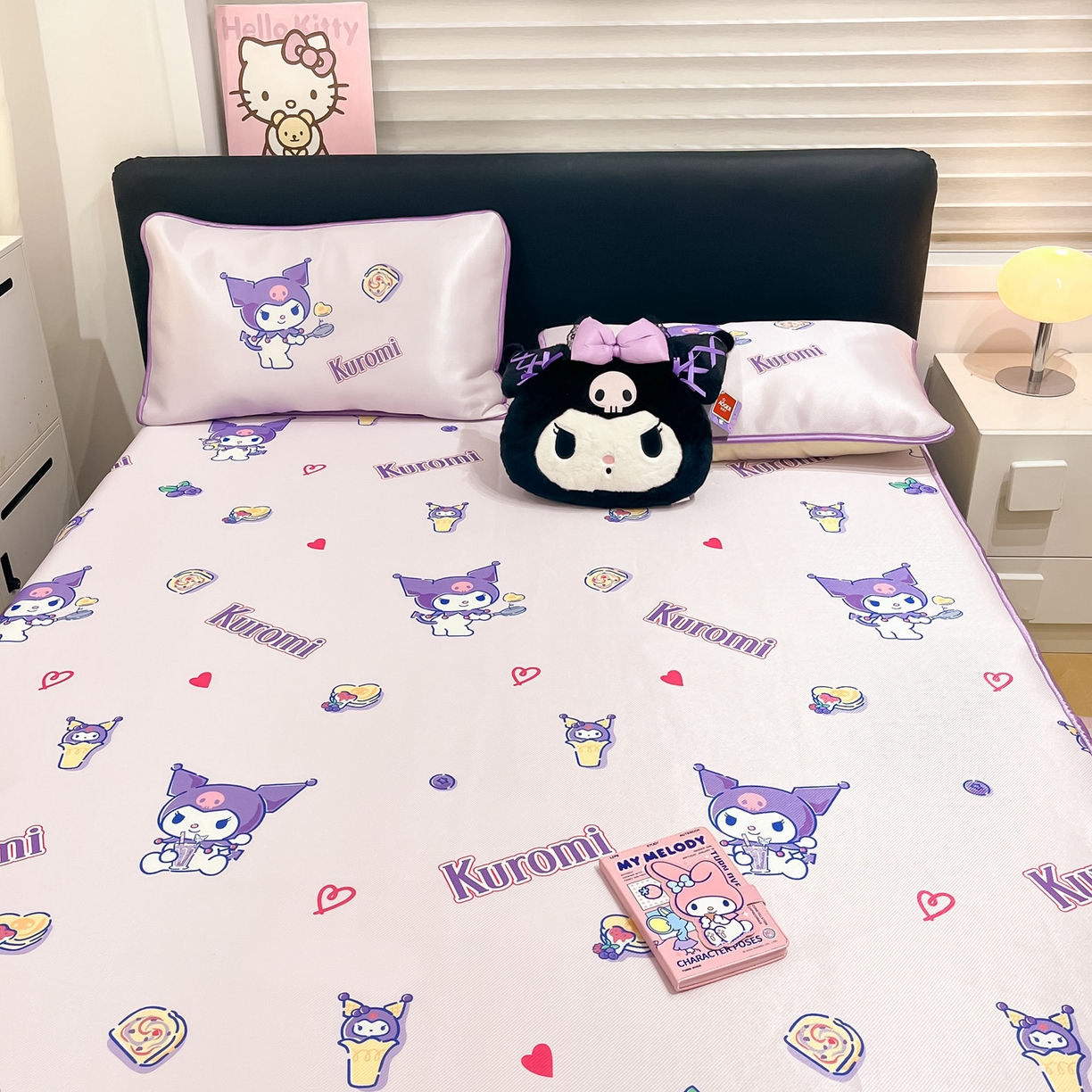 91家纺网 家纺一手货源 找家纺 暮思家居 2026新款三丽鸥正版授权数码印花A类可机洗1200D冰丝凉席三件套平铺款系列 平铺款-甜甜库洛米