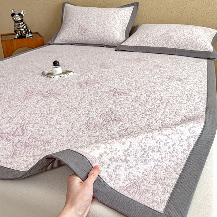 几禾 2026新款凉感抗菌提花豆豆凉席蝶舞花语 床席-蝶舞花语-雾雅紫