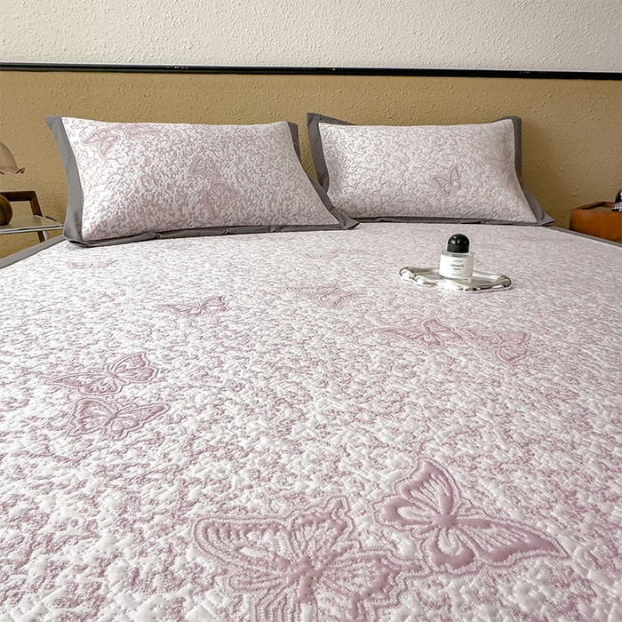 91家纺网 家纺一手货源 找家纺 几禾 2026新款凉感抗菌提花豆豆凉席蝶舞花语 床席-蝶舞花语-雾雅紫