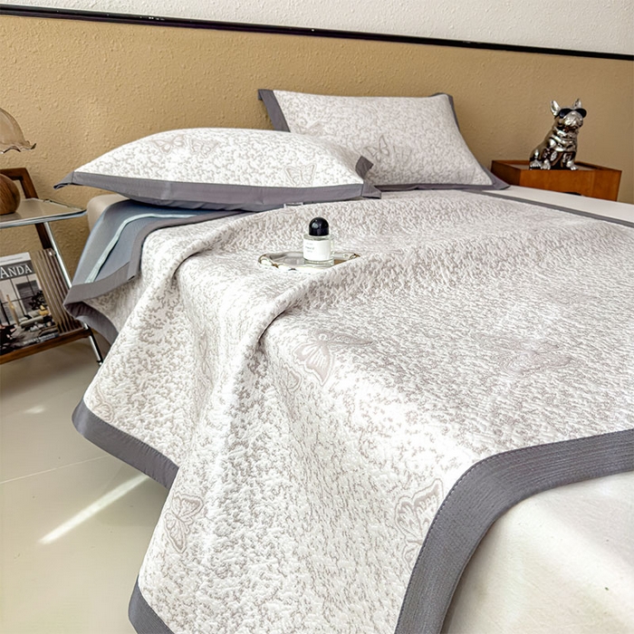 91家纺网 家纺一手货源 找家纺 几禾 2026新款凉感抗菌提花豆豆凉席蝶舞花语 床席-蝶舞花语-星空咖