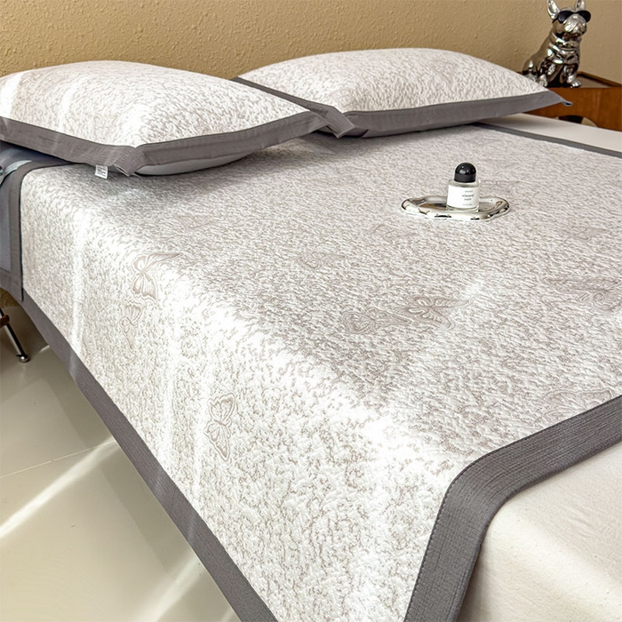 91家纺网 家纺一手货源 找家纺 几禾 2026新款凉感抗菌提花豆豆凉席蝶舞花语 床席-蝶舞花语-星空咖