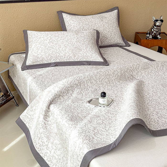 91家纺网 家纺一手货源 找家纺 几禾 2026新款凉感抗菌提花豆豆凉席蝶舞花语 床席-蝶舞花语-星空咖